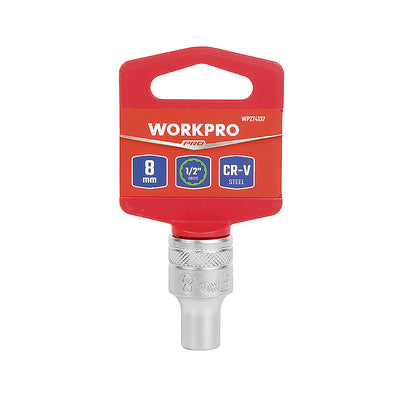Đầu tuýp cốt 1/2 inch bằng thép CR-V, loại thân ngắn tiêu chuẩn, đầu sao 12 cạnh (8-32mm) Workpro