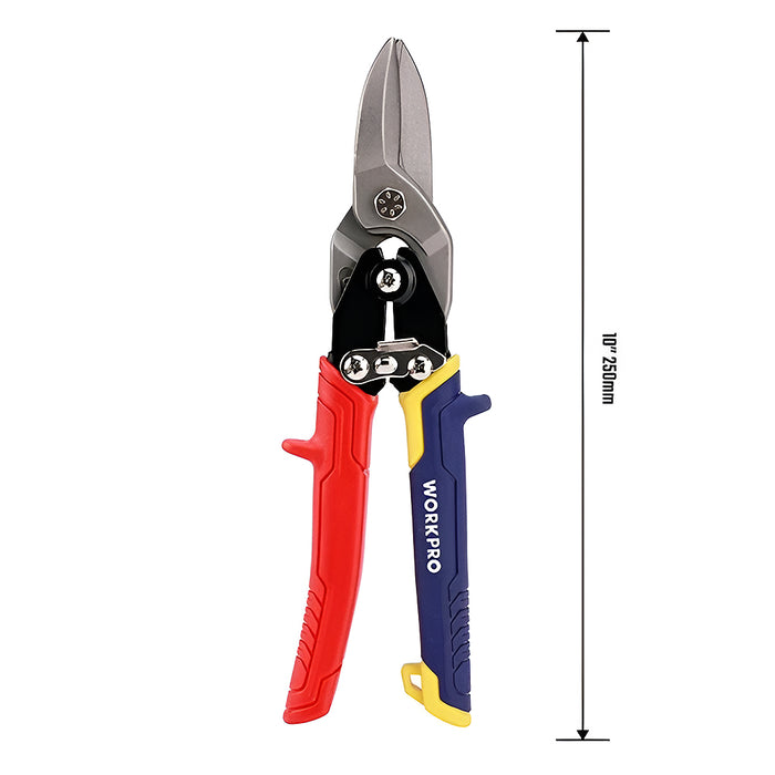 Kéo cắt tôn bằng thép CR-MO cao cấp (Aviation tin snip), thiết kế tiết kiệm lực bóp Workpro