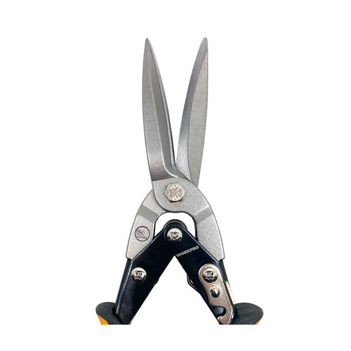 Kéo cắt tôn bằng thép mũi thẳng dài (Aviation tin snip) thiết kế cộng lực Workpro WP214018