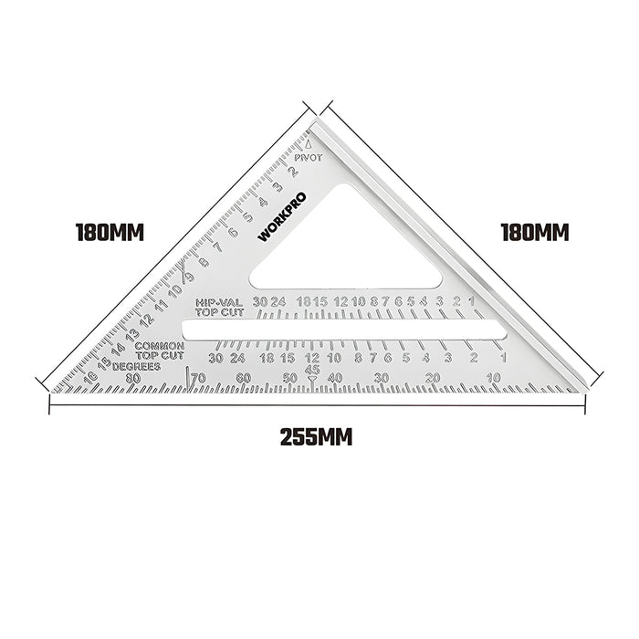 Thước Ê ke tam giác bằng nhôm đúc, 180mm (7 inches) Workpro WP264007