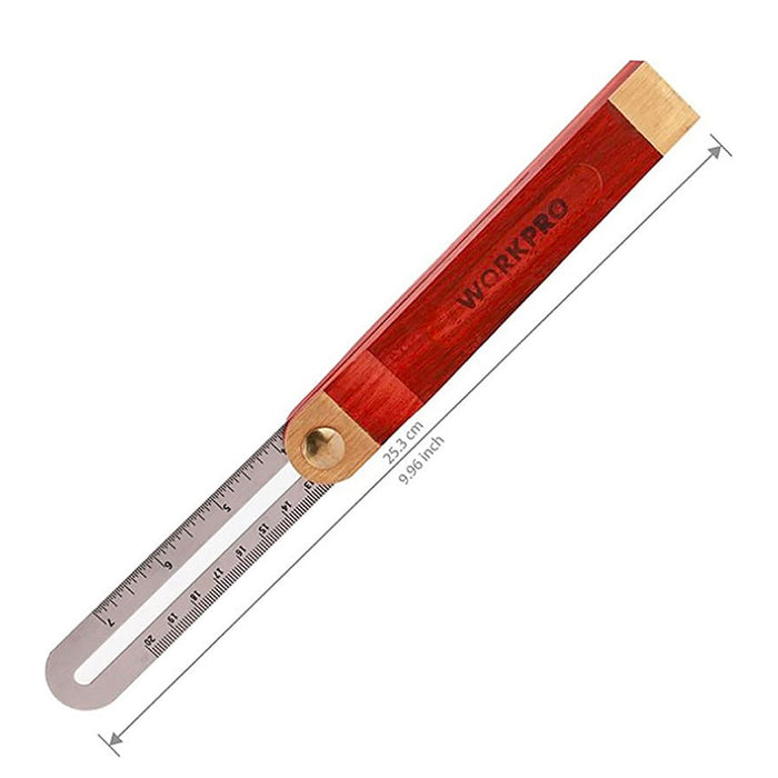 Thước Ê ke trượt 230mm (9 inches), bản thước bẳng thép không gỉ, cán cầm bằng gỗ Workpro WP264006