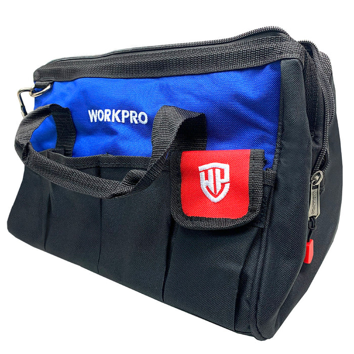 Túi đựng dụng cụ bằng vải bố, khoá kéo ở trên, nhiều ngăn phụ Workpro