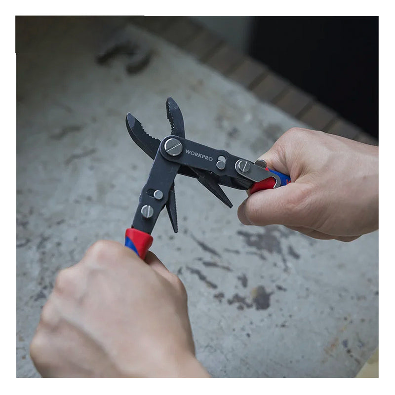 Kìm lật hàm lò xo 2 trong 1, đổi chức năng bằng cách lật tay cầm, dài 8 inch (200mm), thép CR-V Workpro WP231084 (mã cũ W031113)