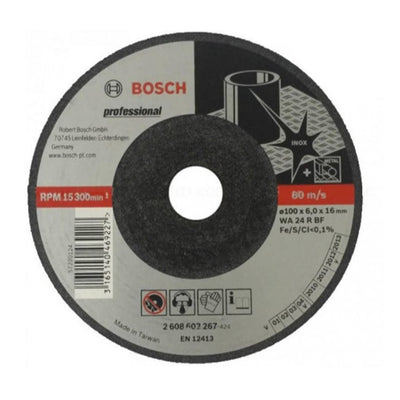 Đá mài Inox Bosch 2608602267 đường kính 100mm, lỗ cốt 16mm, dày 5.8mm, tâm trũng (Dòng Expert)