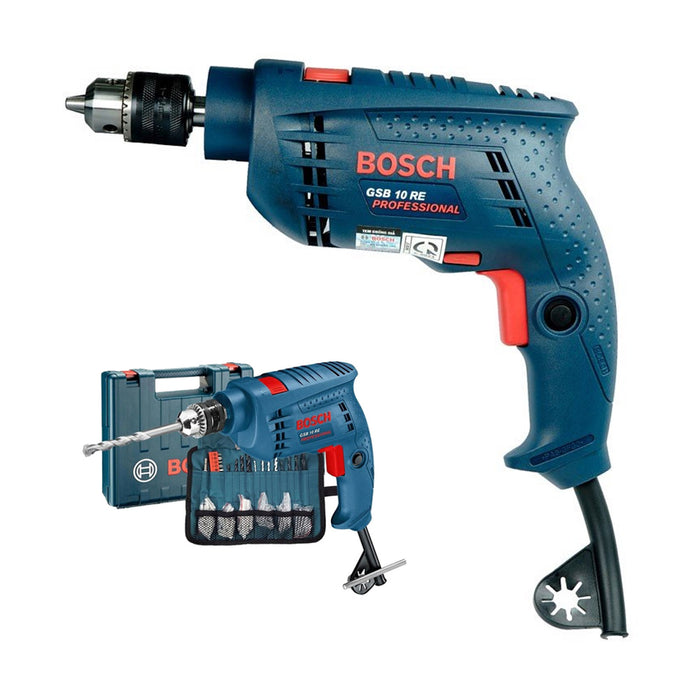 Máy khoan động lực BOSCH GSB 10 RE (valy nhựa, bộ mũi khoan + đầu vít)