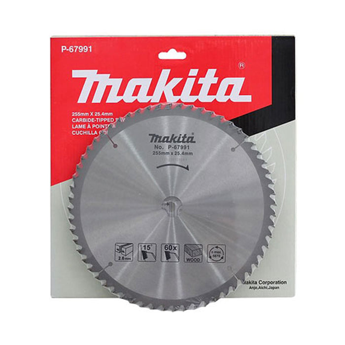 Lưỡi cưa gỗ 255mm, cốt 25.4mm MAKITA (dùng cho máy cưa đa góc trượt/máy ưa đa góc loại kinh tế)(cấp 2 sao)