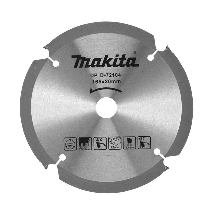 Lưỡi cưa Bản xi măng sợi 165mm, cốt 20mm MAKITA D72104 (dùng cho máy cưa đĩa và máy cưa đĩa cắt sâu)(cấp 2 sao)