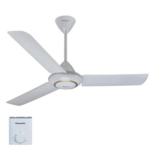 Quạt trần 3 cánh, màu trắng viền vàng, hộp số nổi, Panasonic F-60MZ2