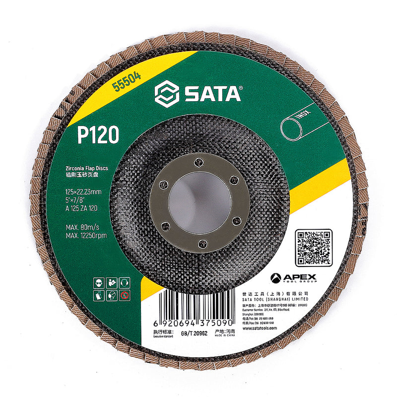 SATA Zirconia Flap Discs, Diameters from 125mm - 180mm SATA
