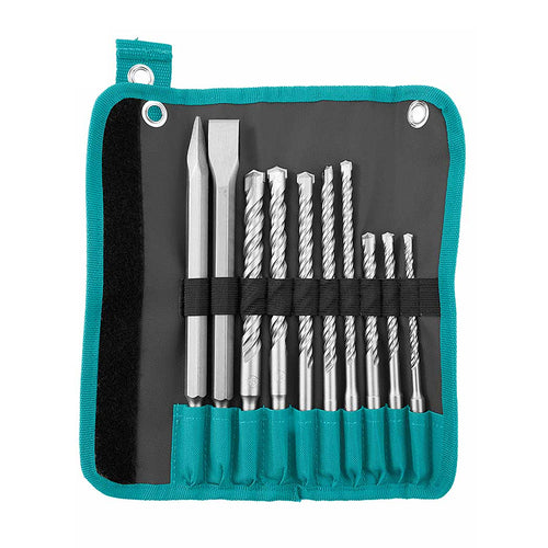 Bộ 10 mũi khoan gài và mũi đục TOTAL TACSD19101