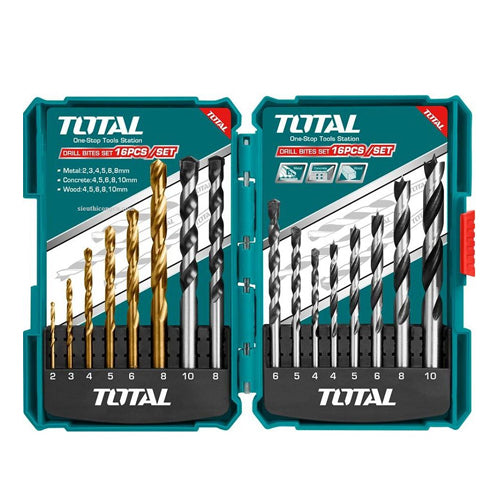 Bộ 16 Mũi khoan sắt bê tông và gỗ TOTAL TACSD6165