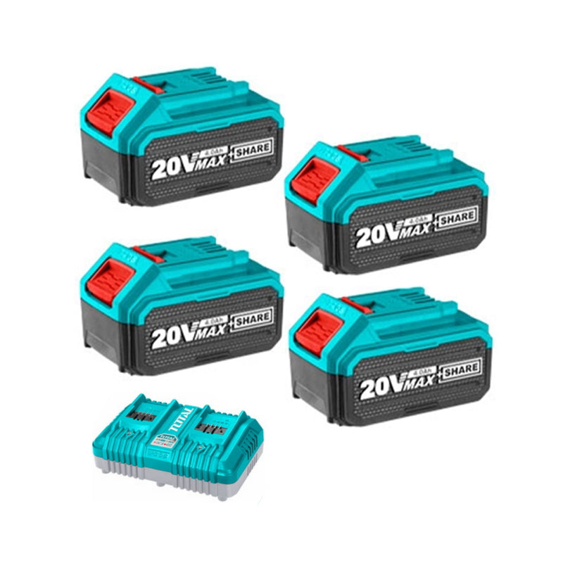 Bộ 4 Pin và 1 sạc p20s TOTAL TFBCLI20244