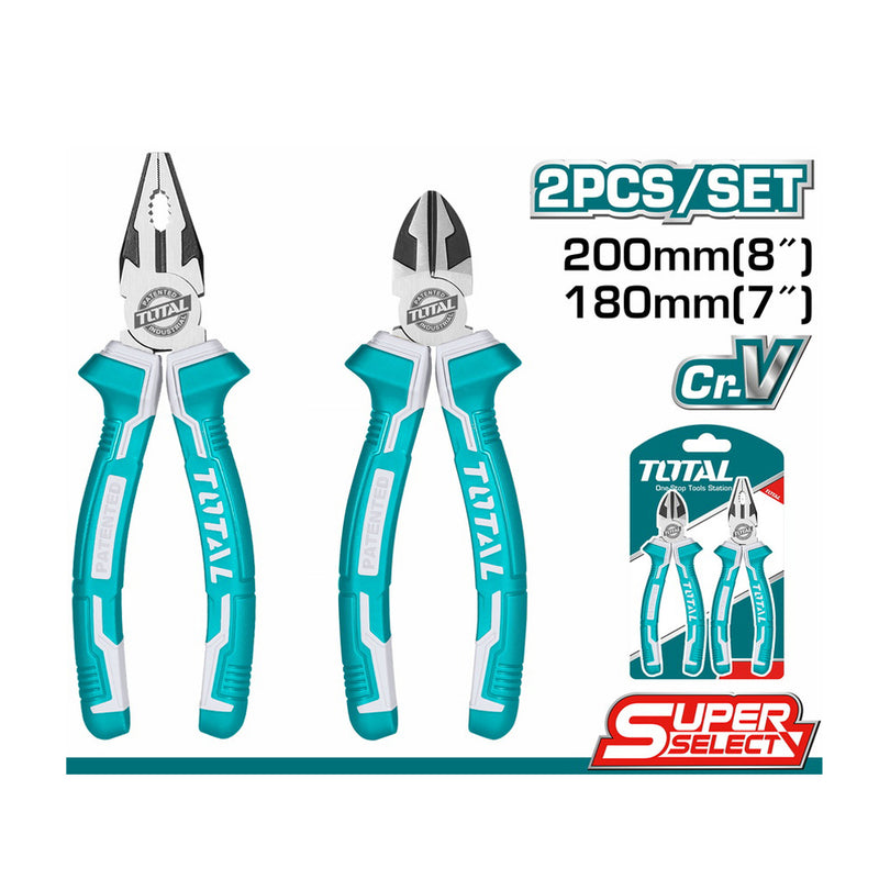 Bộ 2 kìm răng 8 inch và kìm cắt 7 inch TOTAL THT2K0205