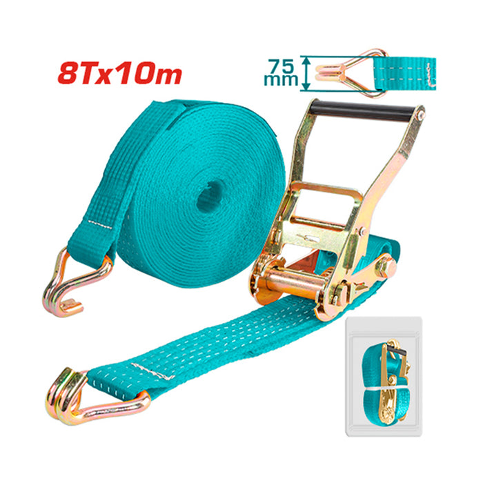 Dây đai chằng hàng tải trọng 8 tấn, dài 10m, bản dây rộng 7,5cm móc J TOTAL THTRS8101