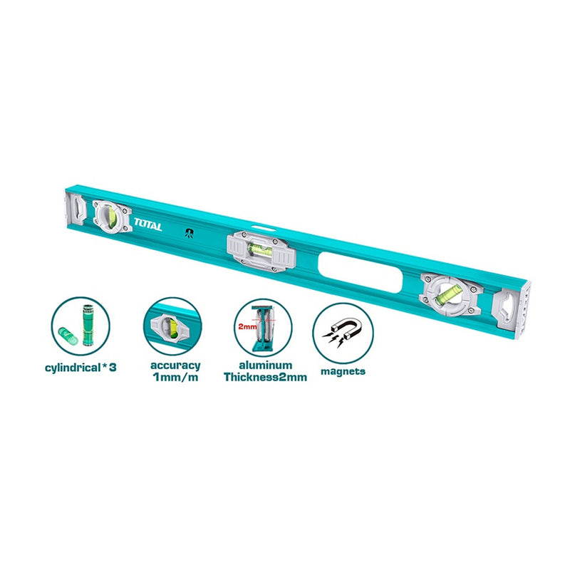 Thước thủy nhôm dài 120cm có nam châm TOTAL TMT212026 dày 2mm