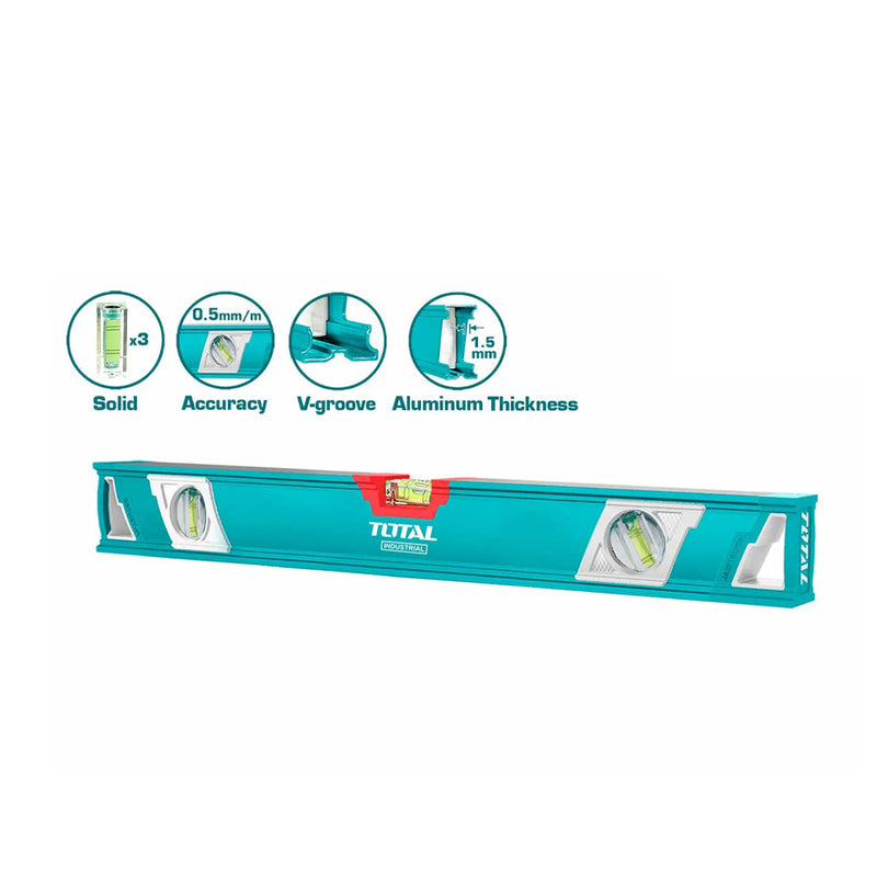 Thước thủy không có nam châm (mẫu mới có khe chử V đo cạnh) TOTAL