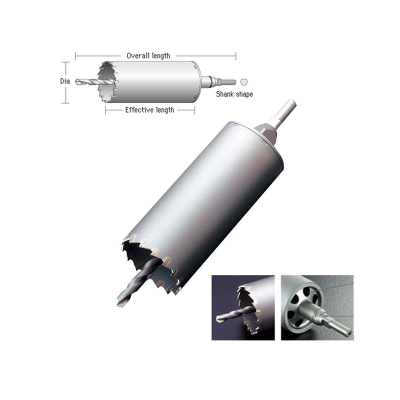 Mũi khoan rút lõi tường gạch UNIKA E&S VC Type 22.0mm - 220mm Đuôi trụ (