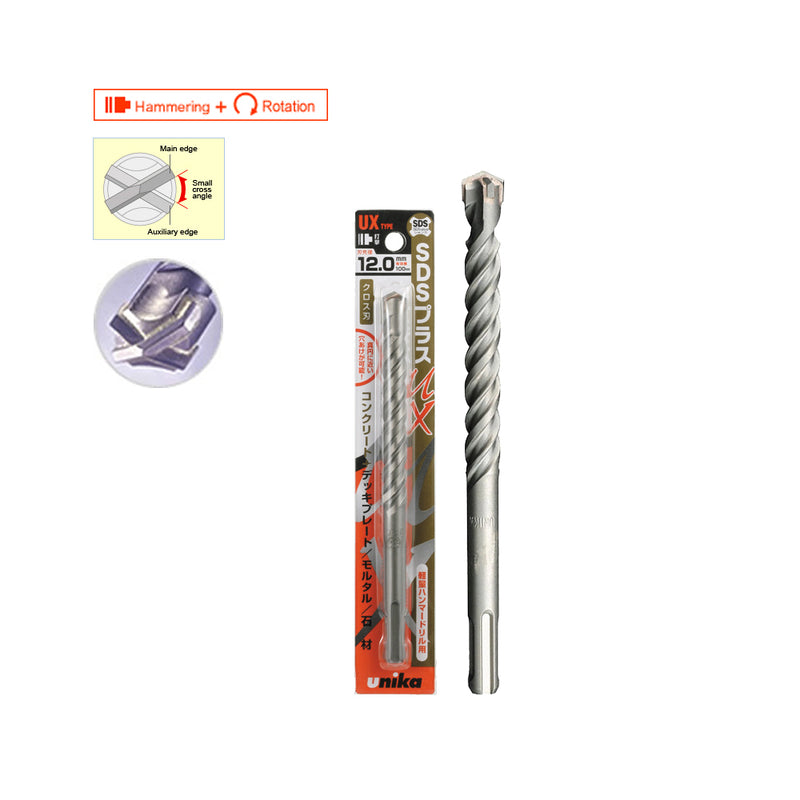 Mũi khoan bê tông 4 cạnh đuôi SDS, UNIKA UX,  Thân dài 350mm, từ 10.0mm - 26mm